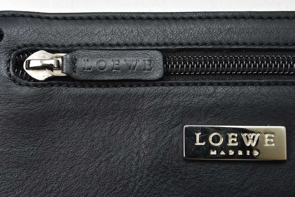 ロエベ ミニボストンバッグ LOEWE ヴィンテージ ハンドバッグ ソフトカーフ ブラック/黒 ポーチ付 レディース【中古】