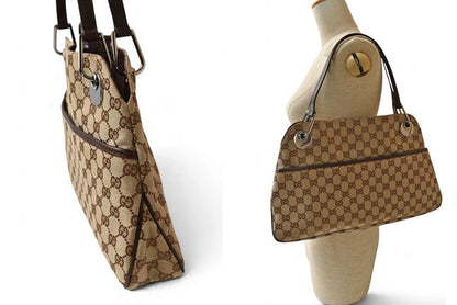 グッチ バッグ GUCCI GGキャンバス トートバッグ 121023 GGブラウン/ベージュ レディース 【中古】