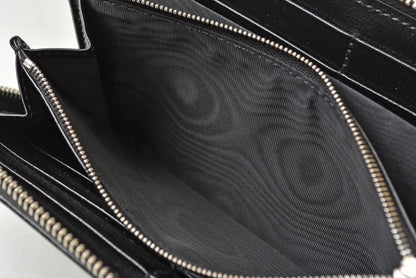グッチ 財布 673003 インターロッキングG GGスプリーム 長財布 ラウンドファスナー GGグレー/ブラック メンズ レディース GUCCI【中古】