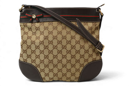 グッチ ショルダーバッグ GUCCI シェリーライン ウェブリボン GGブラウン/ベージュ 257065 ブラウン/茶 レッド/グリーン レディース 【中古】