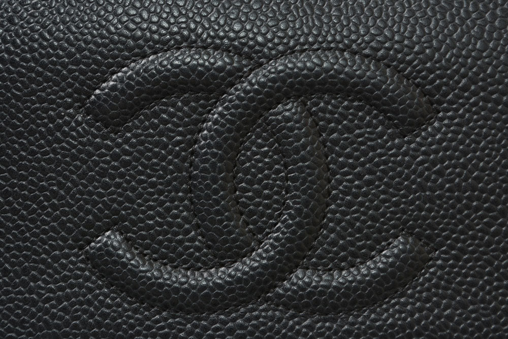 シャネル 財布 CHANEL 長財布/ラウンドファスナー キャビアスキン ブラック/シルバー A50071【中古】