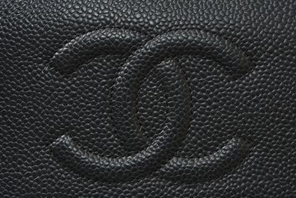 シャネル 財布 CHANEL 長財布/ラウンドファスナー キャビアスキン ブラック/シルバー A50071【中古】