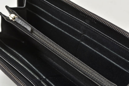 シャネル 財布 CHANEL 長財布/ラウンドファスナー キャビアスキン ブラック/シルバー A50071【中古】
