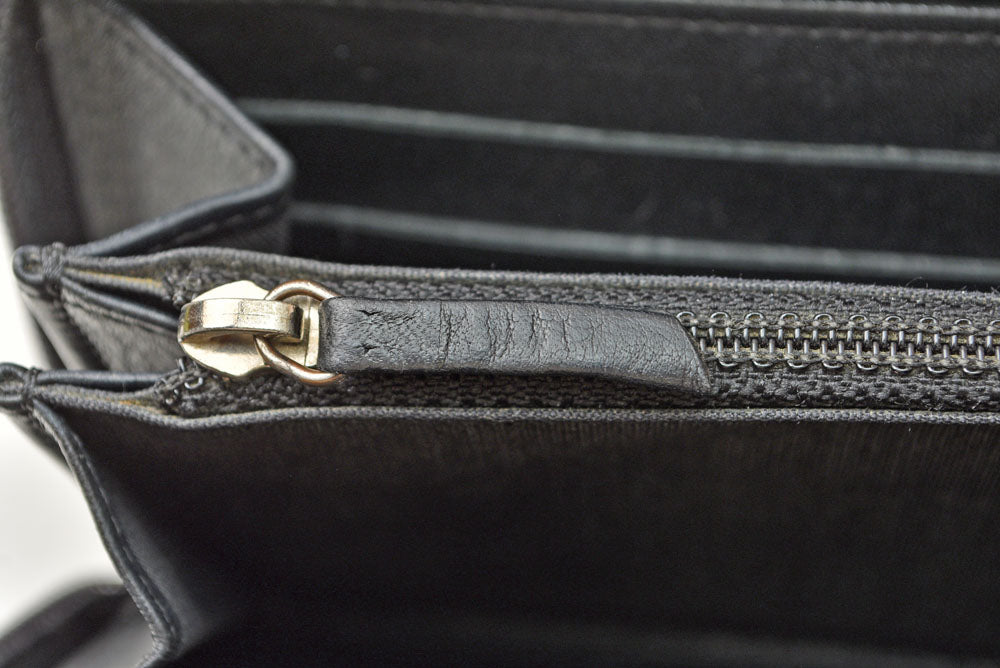 シャネル 財布 CHANEL 長財布/ラウンドファスナー キャビアスキン ブラック/シルバー A50071【中古】
