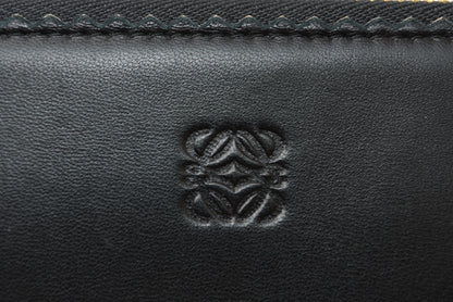 ロエベ 財布 ヴィンテージ LOEWE 長財布 アナグラム ラムレザー ブラック/パープル タッセル【中古】