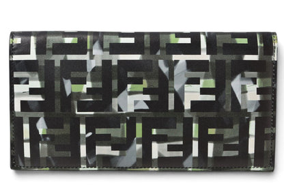 フェンディ 財布 FENDI FFロゴ カモフラージュ 二つ折り 長財布 ブラック 黒 マルチカラー 7M0264 メンズ レディース【中古】
