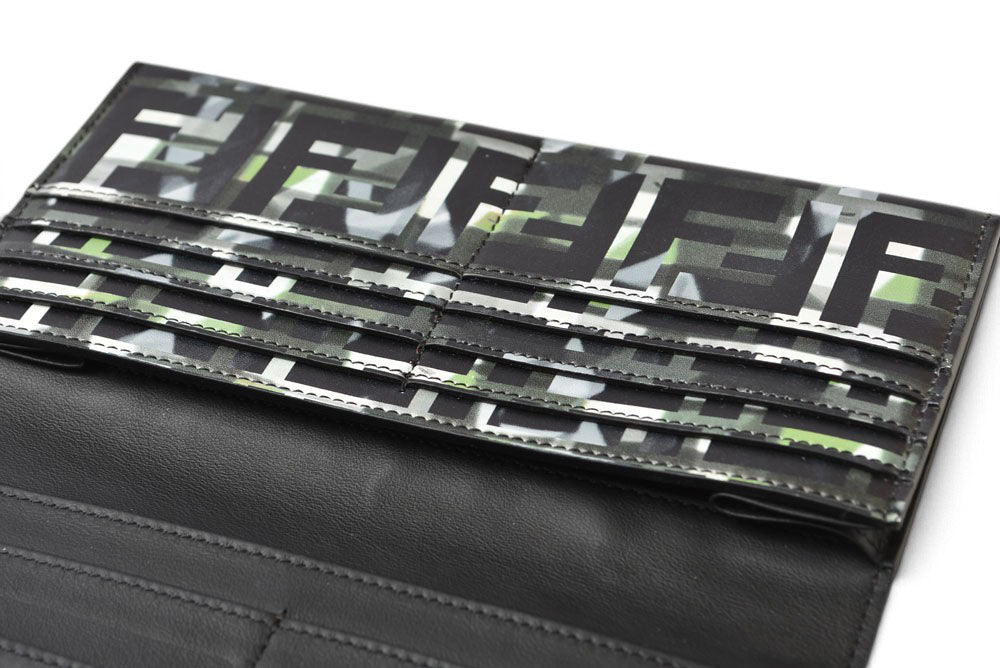 フェンディ 財布 FENDI FFロゴ カモフラージュ 二つ折り 長財布 ブラック 黒 マルチカラー 7M0264 メンズ レディース【中古】