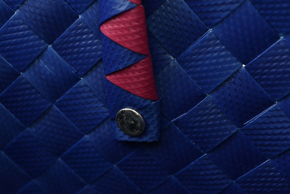 マルニ トートバッグ MARNI ボラバスケット フラワー柄 ピクニックバッグ 編み込み ウルトラマリン/ローズ 花柄 かごバッグ レディース【中古】
