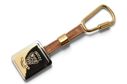 グッチ キーリング/キーホルダー GUCCI ヴィンテージ オールドグッチ クレストプレート ゴールド【中古】