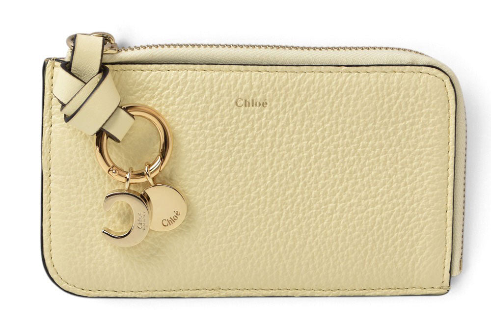 クロエ コインケース/キーケース/カードケース Chloe ALPHABET アルファベット キーリング付 ミニ財布 レザー クリーム レディース【中古】