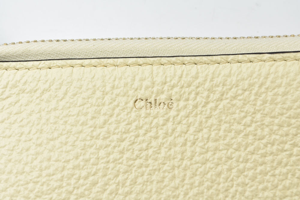 クロエ コインケース/キーケース/カードケース Chloe ALPHABET アルファベット キーリング付 ミニ財布 レザー クリーム レディース【中古】
