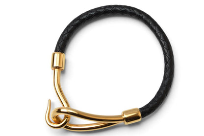 エルメス バングル/ブレスレット HERMES ジャンボ レザー メタル ブラック 黒 ゴールド金具 レディース 【中古】