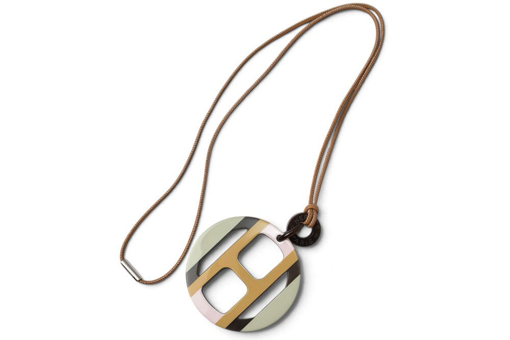 エルメス チョーカー/ネックレス HERMES Hエキップ バッファローホーン Hロゴ ソンジュ ピンク/ベージュ レディース 【中古】