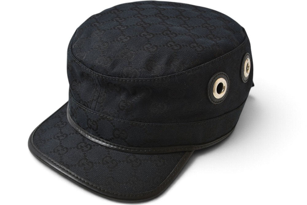 グッチ 帽子 GUCCI 200037 GG柄 ワークキャップ ミリタリーキャップ ブラック 黒 XLサイズ メンズ レディース 【中古】
