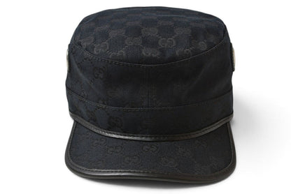 グッチ 帽子 GUCCI 200037 GG柄 ワークキャップ ミリタリーキャップ ブラック 黒 XLサイズ メンズ レディース 【中古】