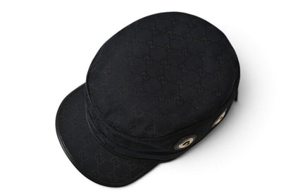 グッチ 帽子 GUCCI 200037 GG柄 ワークキャップ ミリタリーキャップ ブラック 黒 XLサイズ メンズ レディース 【中古】