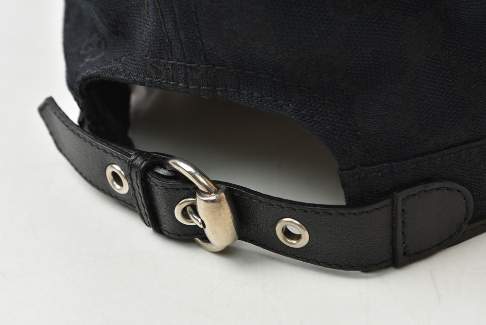 グッチ 帽子 GUCCI 200037 GG柄 ワークキャップ ミリタリーキャップ ブラック 黒 XLサイズ メンズ レディース 【中古】