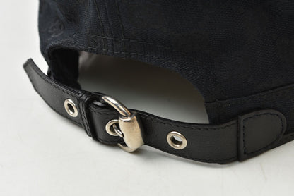 グッチ 帽子 GUCCI 200037 GG柄 ワークキャップ ミリタリーキャップ ブラック 黒 XLサイズ メンズ レディース 【中古】