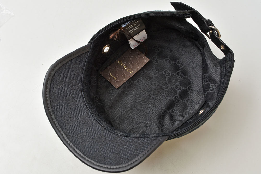 グッチ 帽子 GUCCI 200037 GG柄 ワークキャップ ミリタリーキャップ ブラック 黒 XLサイズ メンズ レディース 【中古】