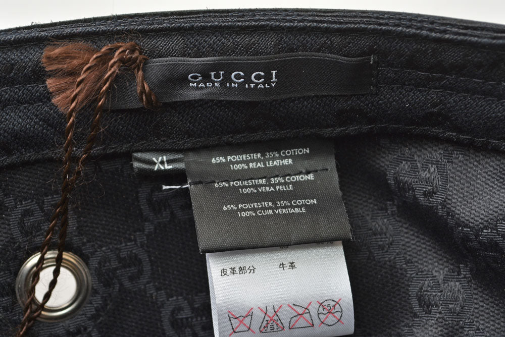 グッチ 帽子 GUCCI 200037 GG柄 ワークキャップ ミリタリーキャップ ブラック 黒 XLサイズ メンズ レディース 【中古】