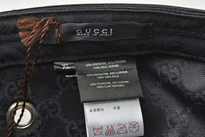グッチ 帽子 GUCCI 200037 GG柄 ワークキャップ ミリタリーキャップ ブラック 黒 XLサイズ メンズ レディース 【中古】