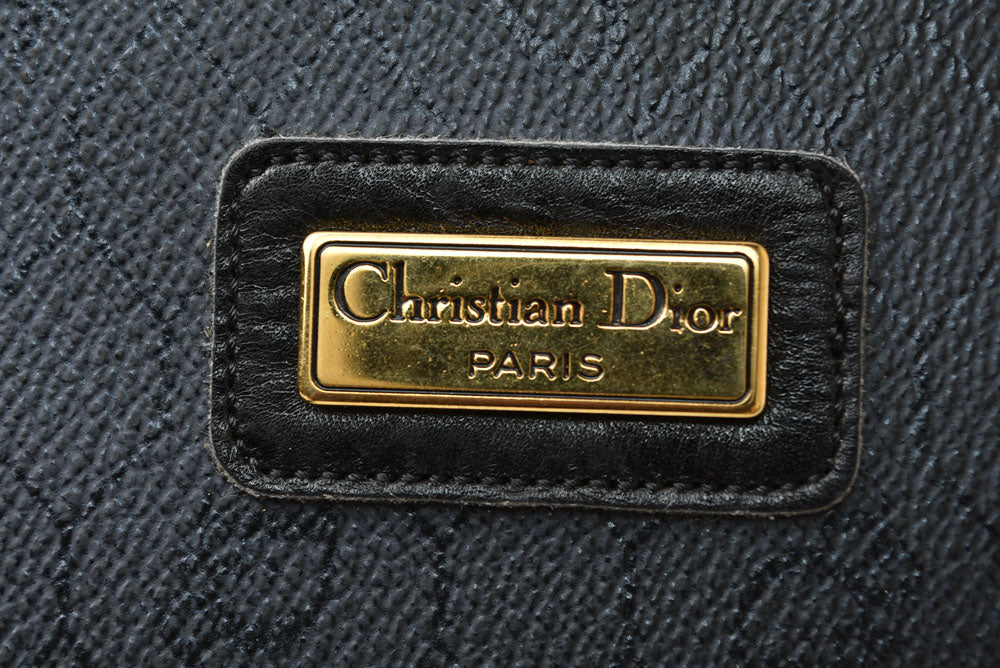 クリスチャンディオール クラッチバッグ ヴィンテージ Christian Dior ハニカム柄 セカンドバッグ ポーチ PVC ブラック 黒 レディース/メンズ【中古】