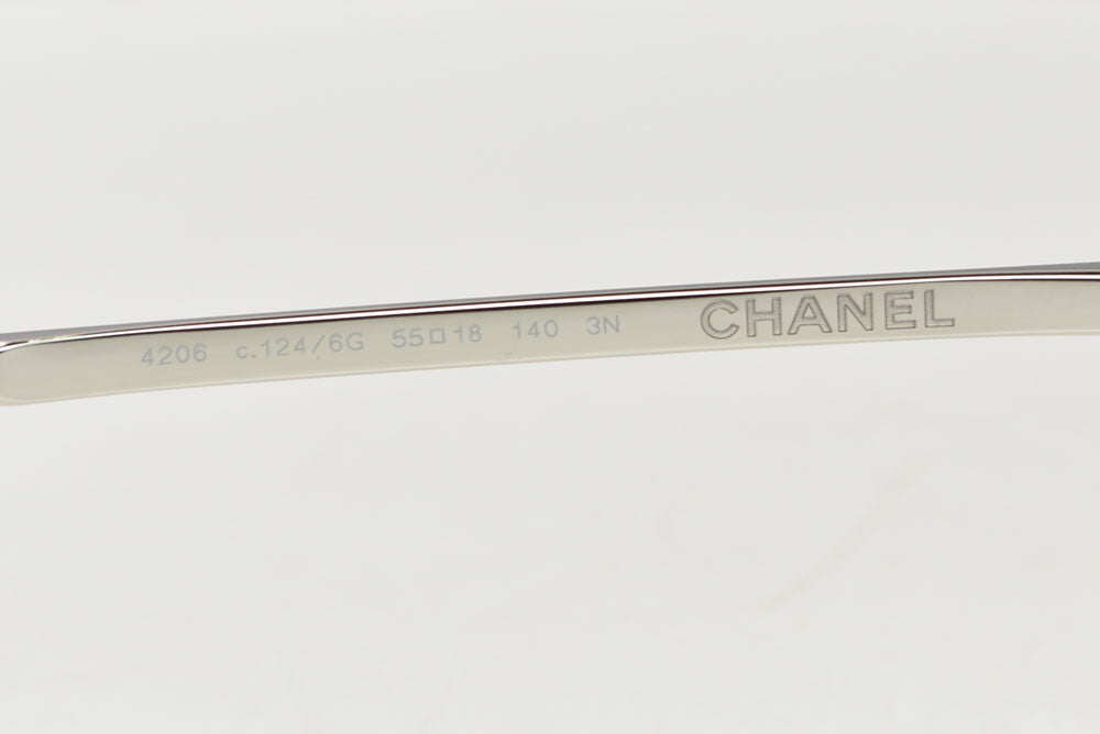 シャネル サングラス CHANEL 4206 アイウェア シルバー マーブル/ブルー/グリーン レディース【中古】