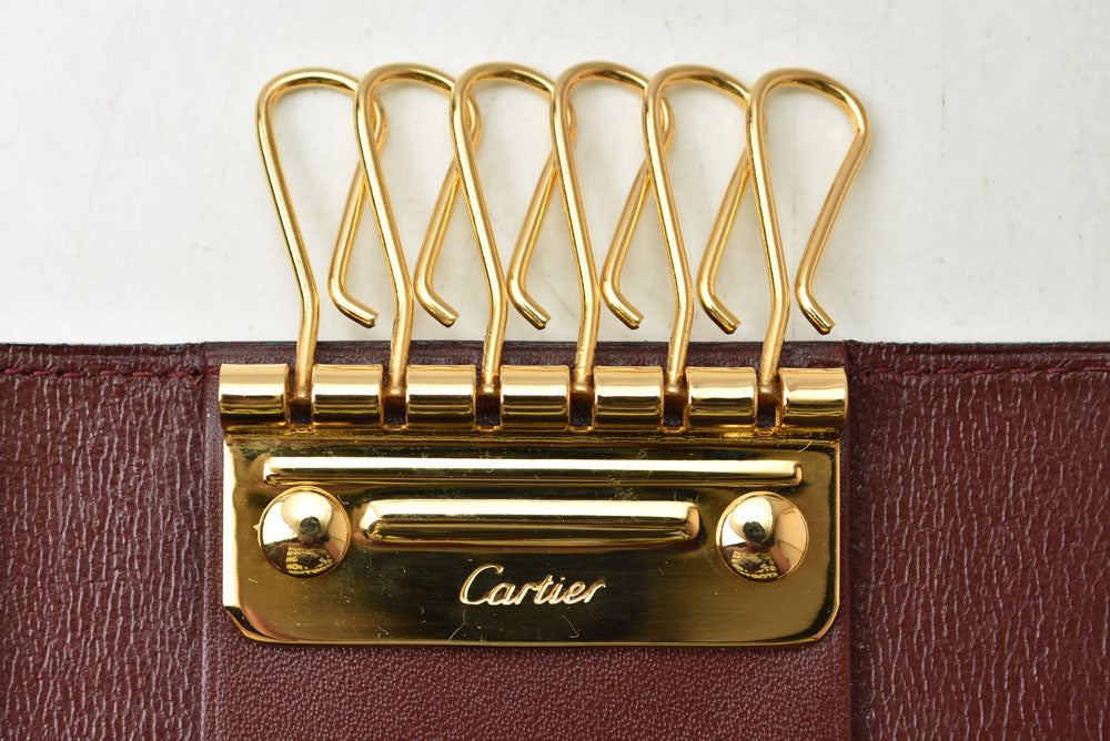 カルティエ キーケース/キーホルダー ヴィンテージ Cartier 6連 マスト ドゥ カルティエ ボルドー 2Cロゴ L300092 【中古】