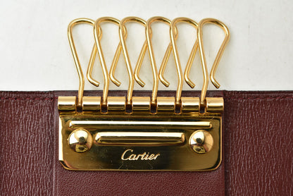 カルティエ キーケース/キーホルダー ヴィンテージ Cartier 6連 マスト ドゥ カルティエ ボルドー 2Cロゴ L300092 【中古】