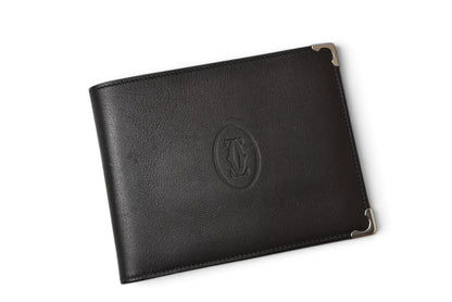 カルティエ 折財布/二つ折り財布 ヴィンテージ Cartier 札入れ メンズ マスト ドゥ カルティエ ブラック/ボルドー【中古】