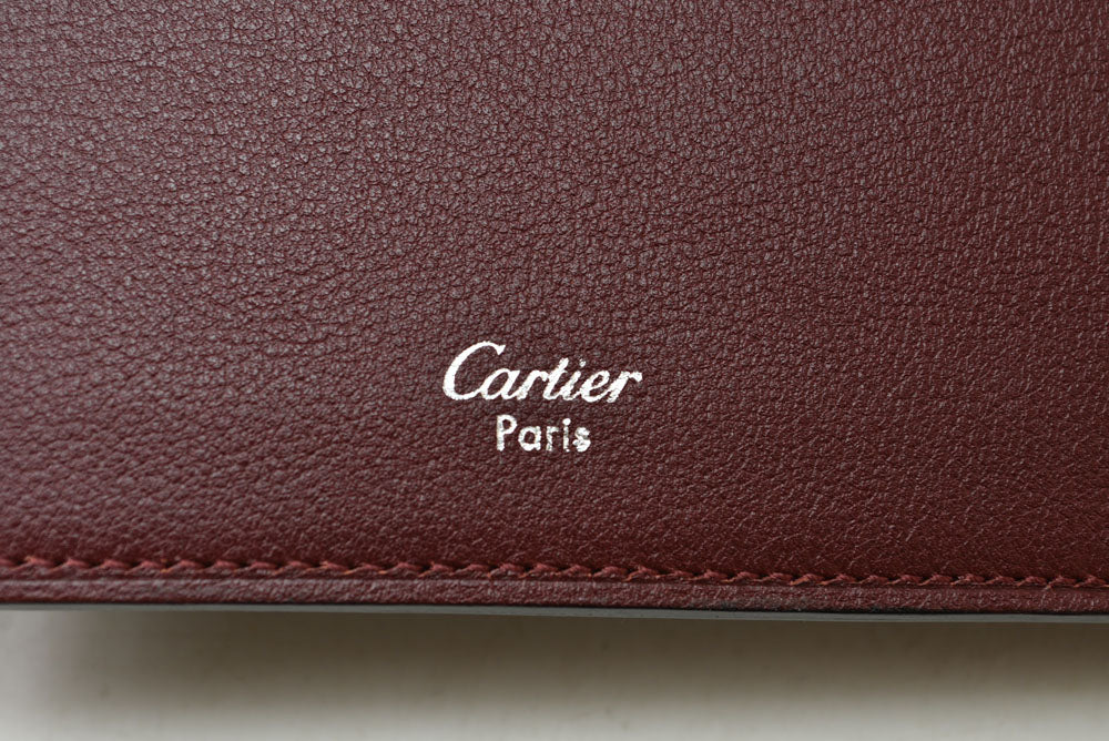 カルティエ 折財布/二つ折り財布 ヴィンテージ Cartier 札入れ メンズ マスト ドゥ カルティエ ブラック/ボルドー【中古】