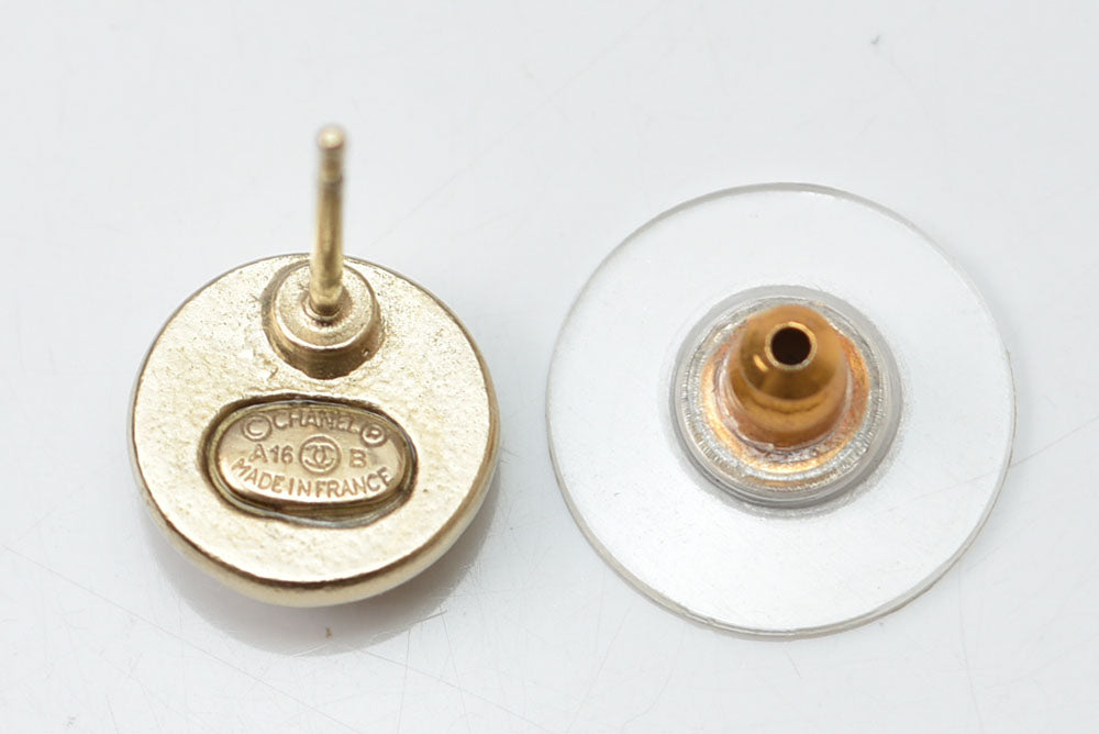 シャネル ピアス CHANEL サークルモチーフ ロゴ/ラインストーン ゴールド A16【中古】
