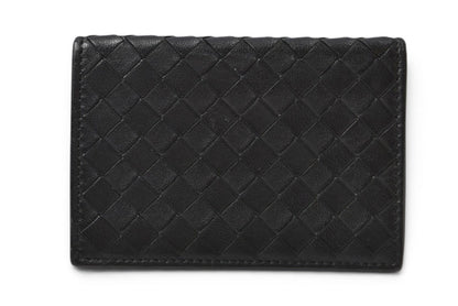 ボッテガヴェネタ カードケース/名刺入れ/パスケース/ID BOTTEGA VENETA イントレチャート レザー ブラック 113998【中古】