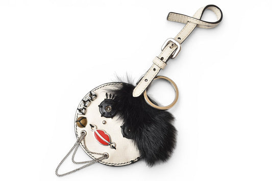 プラダ 未使用 キーリング/キーホルダー PRADA サフィアノロック/アイボリー バッグチャーム 1TT021【中古】