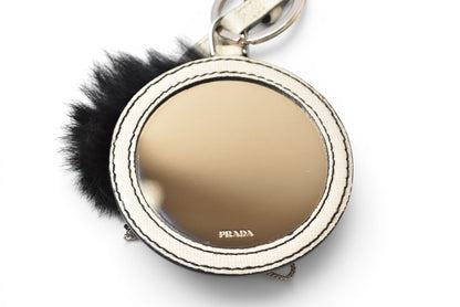 プラダ 未使用 キーリング/キーホルダー PRADA サフィアノロック/アイボリー バッグチャーム 1TT021【中古】