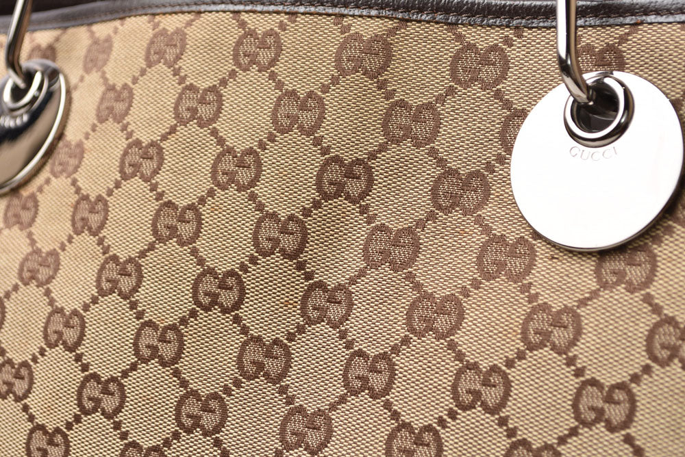 グッチ トートバッグ/ショッピングバッグ GUCCI 120838 GGキャンバス ベージュ ブラウン レディース メンズ A4収納可能【中古】