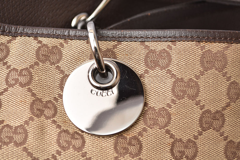 グッチ トートバッグ/ショッピングバッグ GUCCI 120838 GGキャンバス ベージュ ブラウン レディース メンズ A4収納可能【中古】