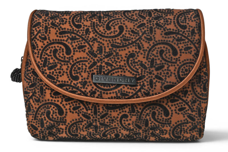 ジバンシィ ポーチ ミラー付 ノベルティ GIVENCHY ジバンシィ ポーチ ペイズリー 化粧ポーチ メイクポーチ 小物入れ ブラウン レディース 【中古】
