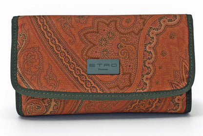 エトロ 未使用 ポーチ/小物入れ/長財布 ETRO ヴィンテージ ペイズリー ブラウン/グリーン【中古】