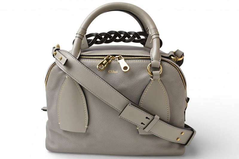 クロエ ショルダーバッグ Chloe ハンドバッグ ダリア ミディアム レザー 2way グレー【中古】