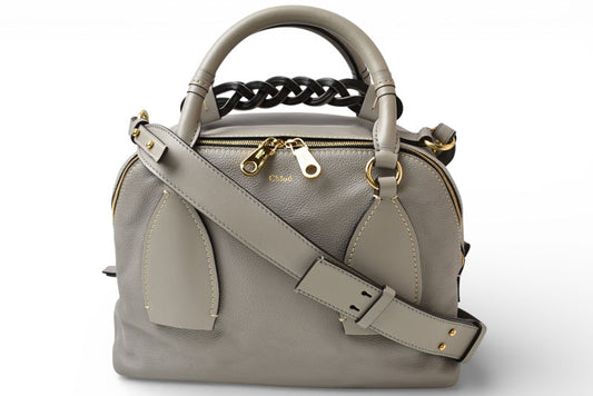 クロエ ショルダーバッグ Chloe ハンドバッグ ダリア ミディアム レザー 2way グレー【中古】