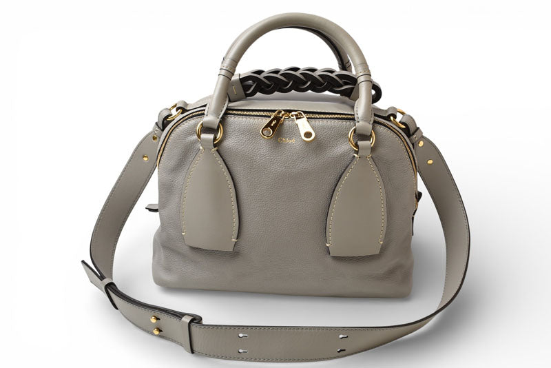 クロエ ショルダーバッグ Chloe ハンドバッグ ダリア ミディアム レザー 2way グレー【中古】