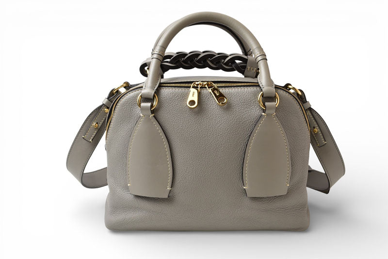 クロエ ショルダーバッグ Chloe ハンドバッグ ダリア ミディアム レザー 2way グレー【中古】
