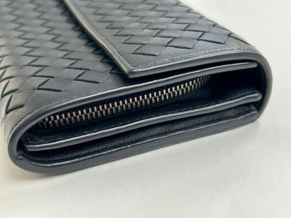 ボッテガヴェネタ 財布 BOTTEGA VENETA 長財布/コンチネンタルウォレット ブラック 150509【中古】