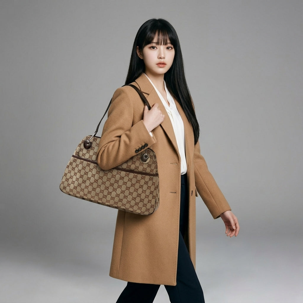 グッチ バッグ GUCCI GGキャンバス トートバッグ 121023 GGブラウン/ベージュ レディース 【中古】