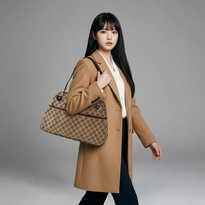 グッチ バッグ GUCCI GGキャンバス トートバッグ 121023 GGブラウン/ベージュ レディース 【中古】