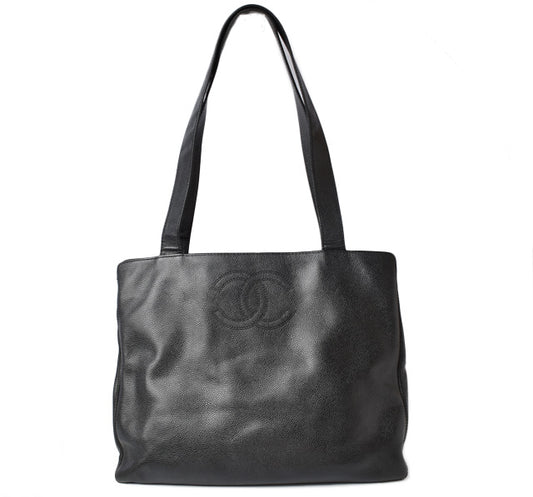 シャネル ショルダーバッグ/トートバッグ A4 CHANEL ココマーク キャビアスキン ブラック 中古