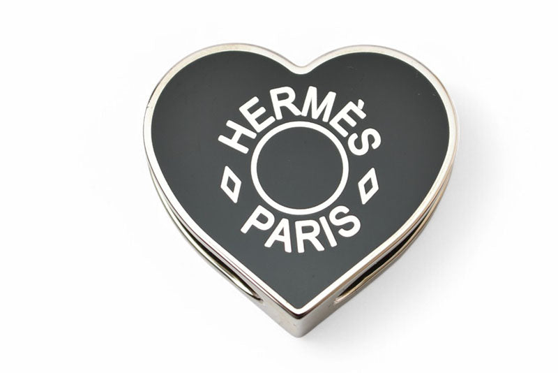 エルメス スカーフリング/スカーフホルダー HERMES ツイリーリング バレンタイン ブラック/シルバー 未使用【中古】