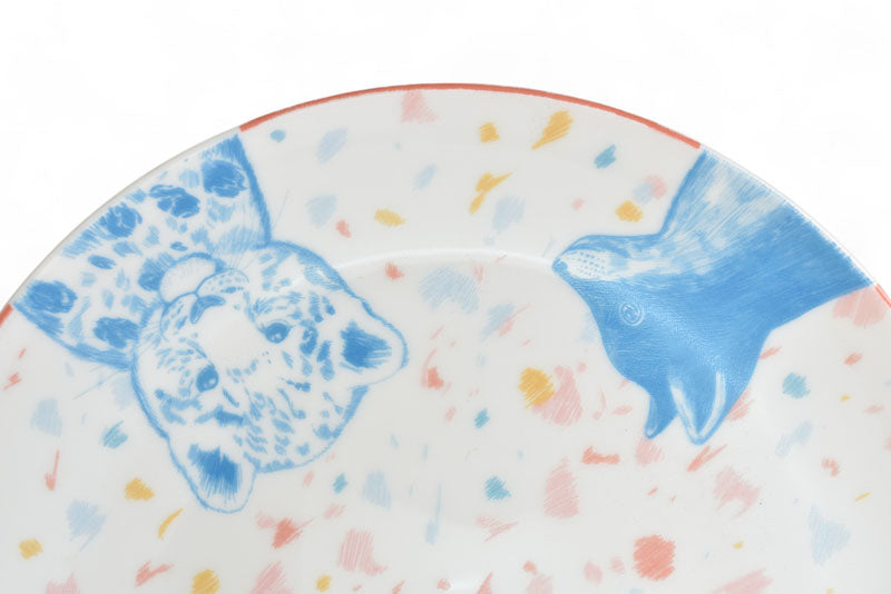 エルメス デザートプレート/皿/ベビー食器 HERMES パスパス アニマル柄 ピンクマルチ 未使用【中古】